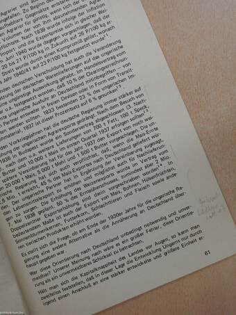 Die Entwicklung des ungarischen Agrarexports nach Deutschland zur Zeit des Zweiten Weltkrieges 1938 bis 1944 (dedikált példány)