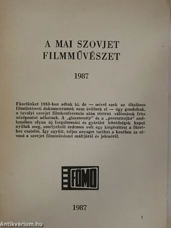 A mai szovjet filmművészet 1987