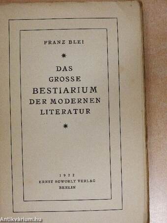 Das grosse Bestiarium der modernen Literatur