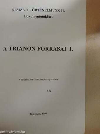 A Trianon forrásai I.