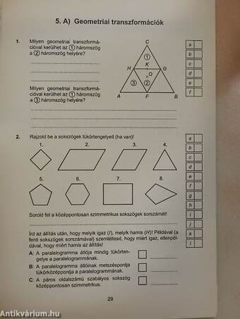 Témazáró felmérő feladatsorok - matematika 7. osztály