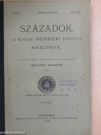 Századok 1889. április 15.