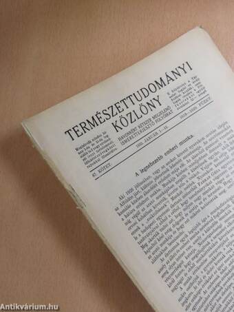 Természettudományi Közlöny 1935. január-december/Pótfüzetek a Természettudományi Közlönyhöz 1935. január-december