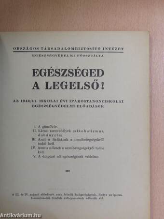 Egészséged a legelső!