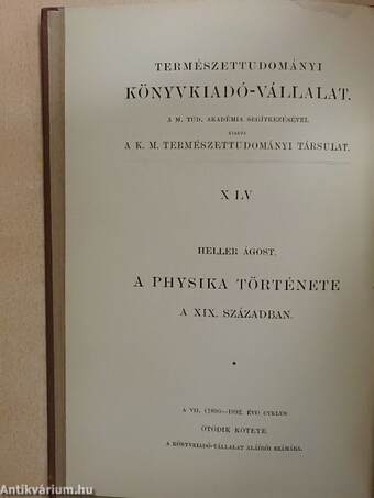 A physika története a XIX. században I-II.