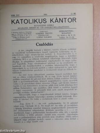 Katolikus Kántor 1935. december