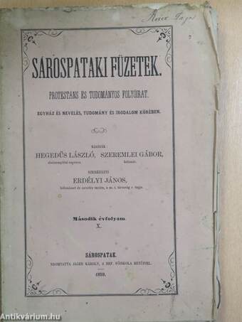 Sárospataki Füzetek 1859. május 20.