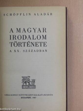 A magyar irodalom története a XX. században