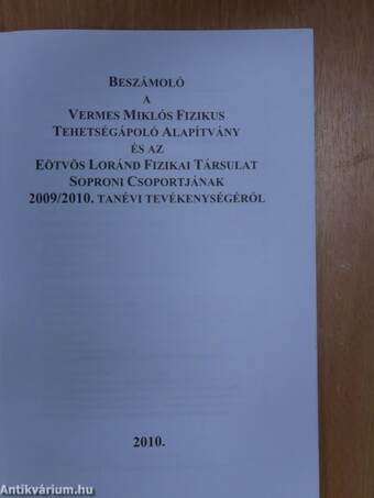 Vermes évkönyv 2009/2010.