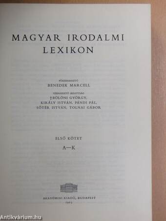 Magyar Irodalmi Lexikon I-III.