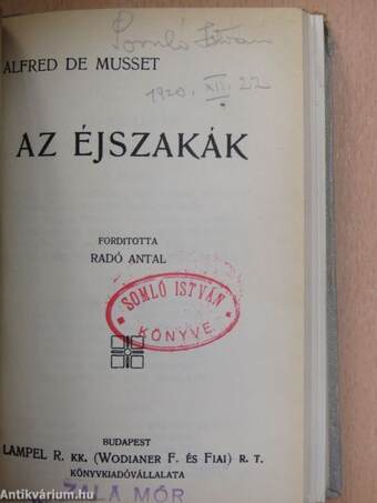 A két Pierrot vagy: a fehér vacsora/Cyrano de Bergerac/Az éjszakák/Szeszély/Az ajtó tárva vagy zárva legyen/Sapho