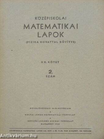 Középiskolai matematikai lapok 1960/2.