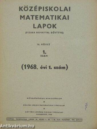 Középiskolai matematikai lapok 1968/1.