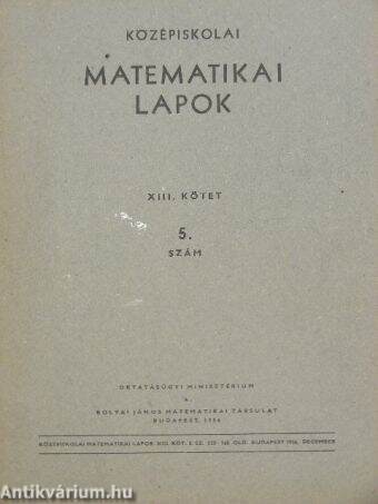 Középiskolai matematikai lapok 1956. évi 5. szám