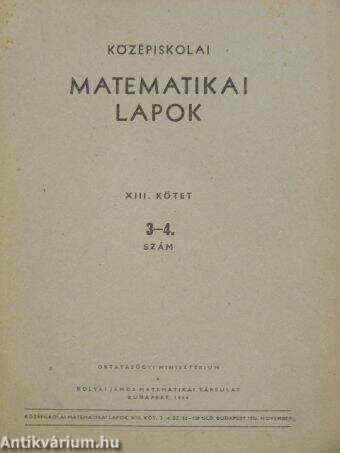 Középiskolai matematikai lapok 1956. évi 3-4. szám