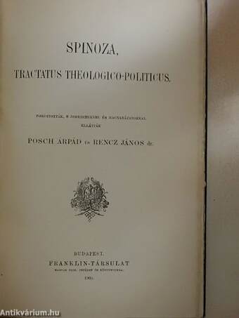 Spinoza, tractatus theologico-politicus