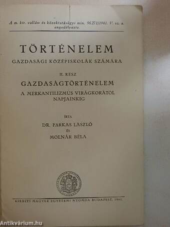 Történelem gazdasági középiskolák számára II.