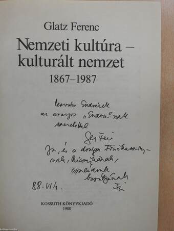 Nemzeti kultúra - kulturált nemzet (dedikált példány)