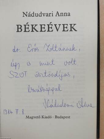 Békeévek (dedikált példány)