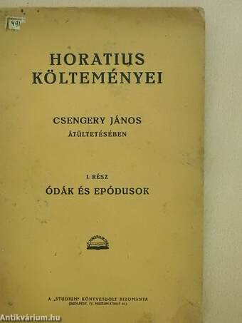 Horatius költeményei I.