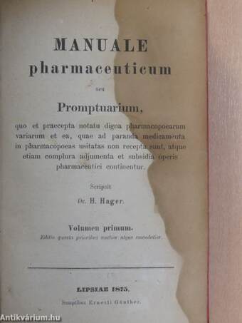 Manuale pharmaceuticum seu Promptuarium I.