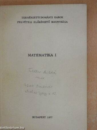 Matematika I.