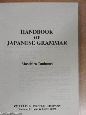 Handbook of Japanese Grammar