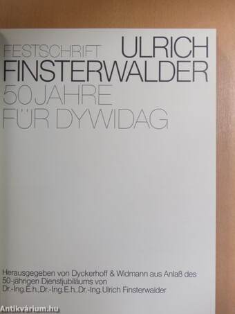 Festschrift Ulrich Finsterwalder