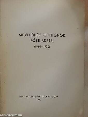 Művelődési otthonok főbb adatai (1960-1970)