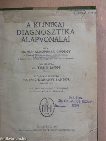 A klinikai diagnosztika alapvonalai