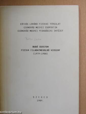 Budó Ágoston fizika feladatmegoldó verseny (1979-1988)