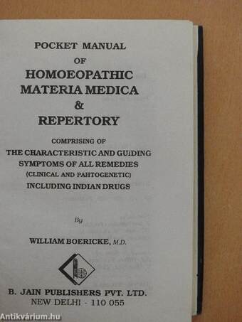 Pocket Manual of Homoeopathic Materia Medica & Repertory