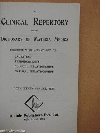 A Clinical Repertory to the Dictionary of Materia Medica