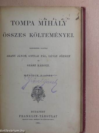 Tompa Mihály összes költeményei