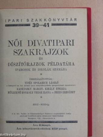 Női divatipari szakrajzok és díszítőrajzok példatára