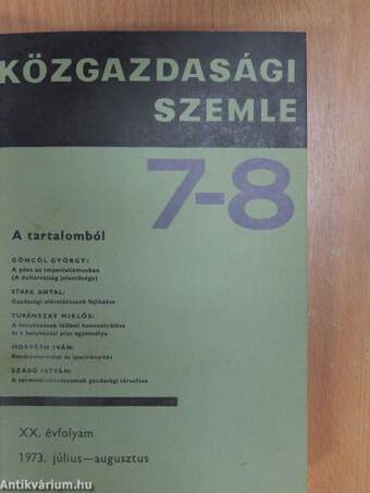 Közgazdasági Szemle 1973. (fél évfolyam)