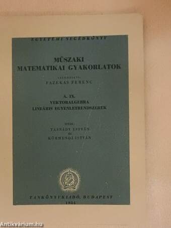 Műszaki matematikai gyakorlatok A. IX.