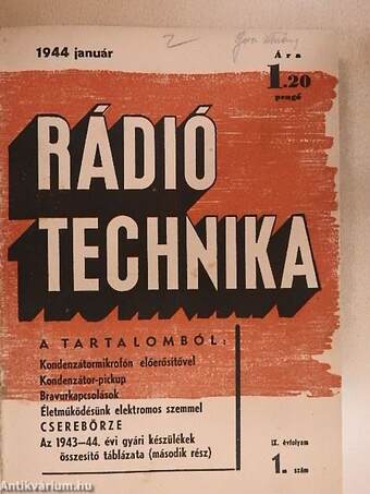 Rádiótechnika 1944, 1947. (vegyes számok) (12db)