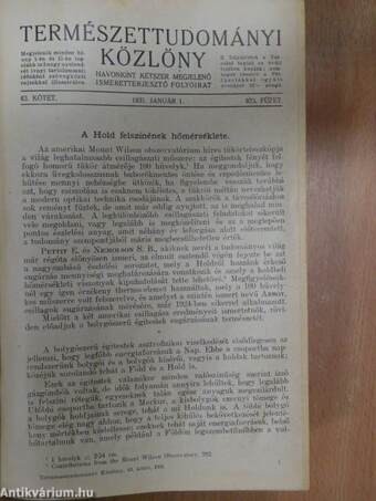 Természettudományi közlöny 1931. január-december/Állattani közlemények 1931. január-december/Botanikai közlemények 1931. január-december/Magyar Chemiai Folyóirat 1931. (nem teljes évfolyam)