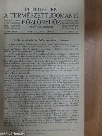 Természettudományi közlöny 1931. január-december/Állattani közlemények 1931. január-december/Botanikai közlemények 1931. január-december/Magyar Chemiai Folyóirat 1931. (nem teljes évfolyam)