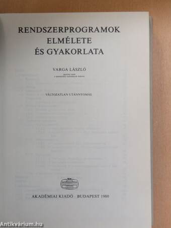 Rendszerprogramok elmélete és gyakorlata