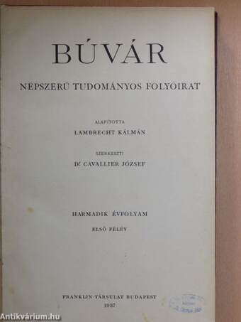 Búvár 1937. (nem teljes évfolyam)