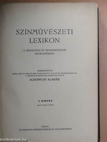 Színművészeti Lexikon I. (töredék)