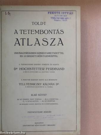 Toldt - A tetembontás atlasza I.