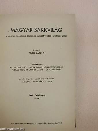 Magyar Sakkvilág 1947. január-december