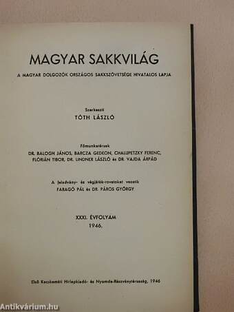 Magyar Sakkvilág 1946. január-december