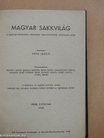 Magyar Sakkvilág 1948. január-december