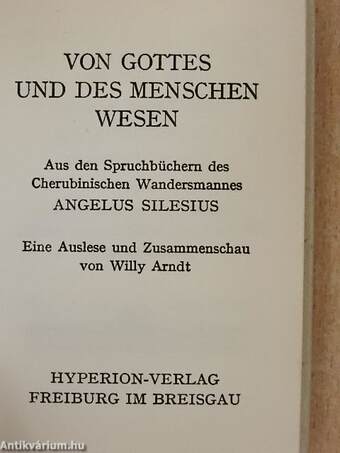 Von Gottes und des Menschen Wesen