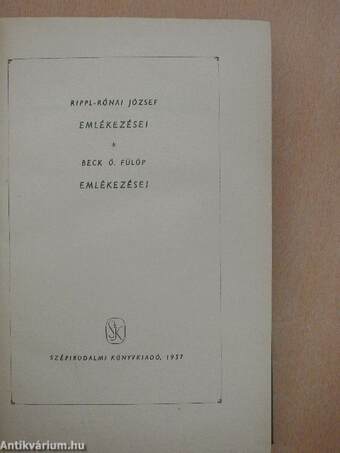 Rippl-Rónai József emlékezései/Beck Ö. Fülöp emlékezései