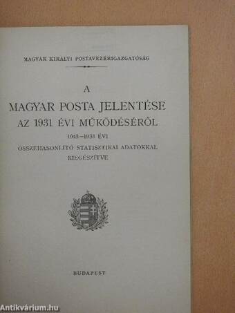 A Magyar Posta jelentése az 1931 évi működéséről